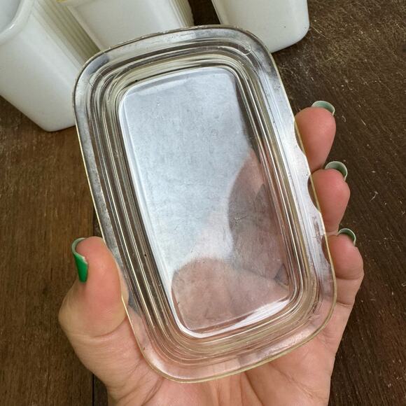 Set of 3 Hazel Atlas white milk glass Refrigerator containers with lids - Picture 6 of 13